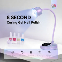 SAVILAND Advanced 30W UV Nail Lamp usage angle shows gooseneck for precise placement.