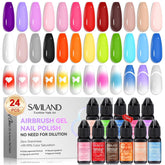 SAVILAND airbrush gel nail polish bottle closeup showing vibrant colors for smooth, even application