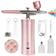SAVILAND airbrush kit setup showcases complete kit for on-the-go nail art customization.
