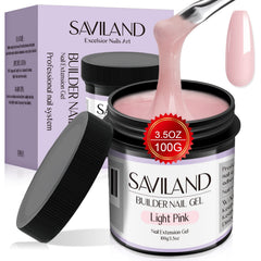 SAVILAND builder nail gel 100g close-up showing natural-looking extensions
