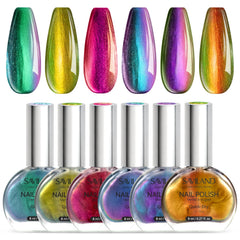 SAVILAND Chameleon Nail Polish Set swatches reveal holographic chrome shift for party-ready nails.