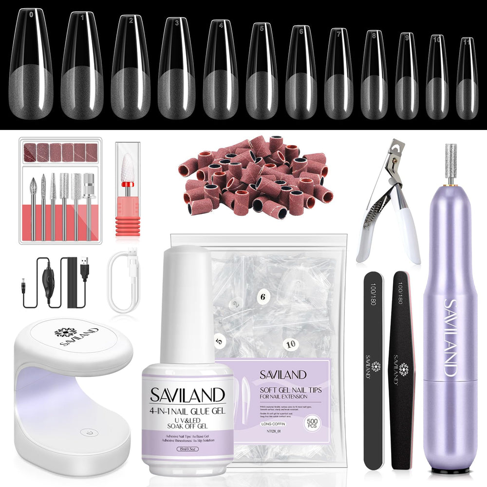 SAVILAND gel nail kit with drill for at-home manicures and quick results.