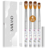SAVILAND Kolinsky nail brush close-up bristles enabling smooth, precise acrylic application.