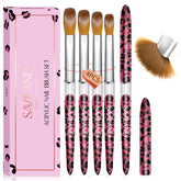 SAVILAND leopard-print acrylic nail brush close-up for precise DIY nail art.