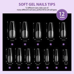 SAVILAND 500 long coffin tips offering lightweight, natural-looking nails.