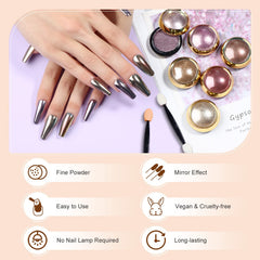 SAVILAND mirror‑effect nail powder ideal for bubble and water ripple designs
