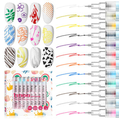 SAVILAND Nail Art Pens Set with 12 colors for precise DIY nail designs.