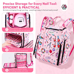SAVILAND nail polish organizer bag lamp-slot enables quick lighting for mani sessions