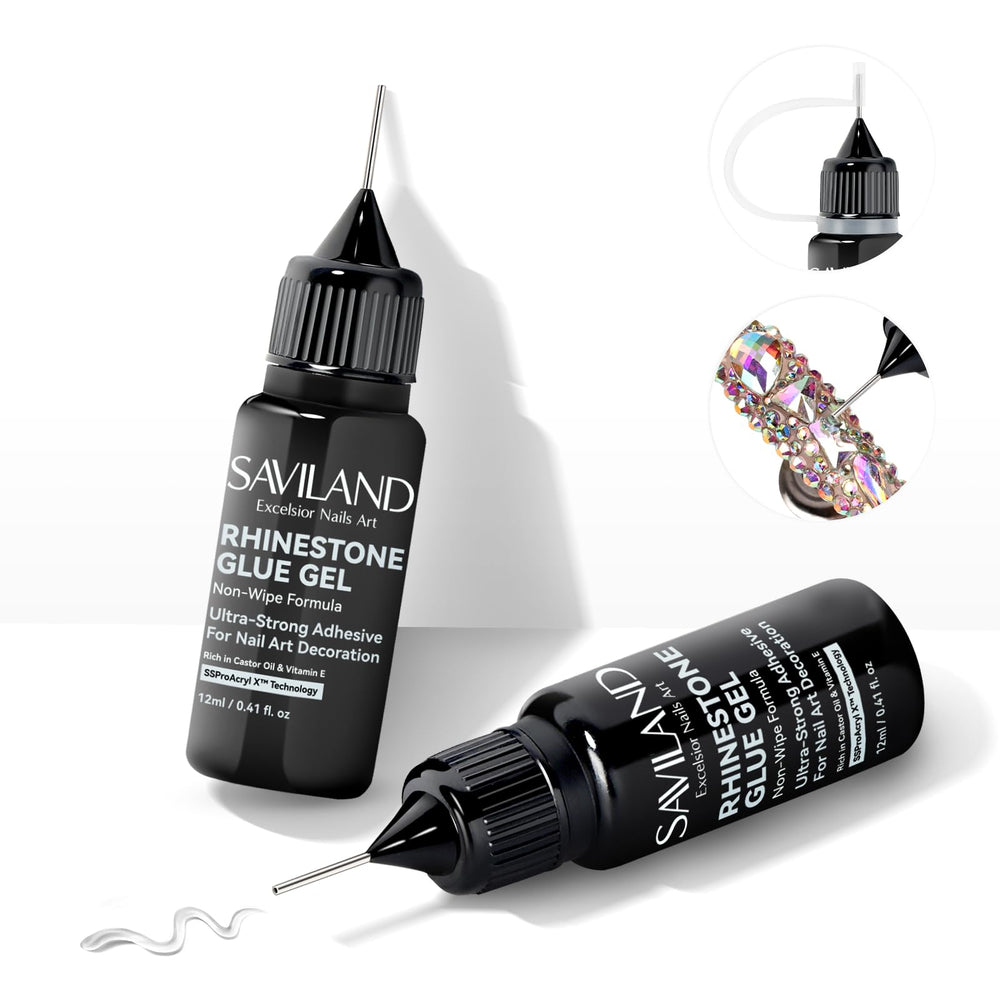 SAVILAND nail rhinestone glue bottle for secure gem adhesion on nails
