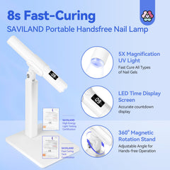 SAVILAND White 9W LED Nail Light handheld use for on-the-go curing