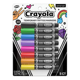 Savvi Crayola 8ct tattoo markers color swatches for vibrant temporary designs.