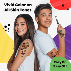 Savvi Crayola 8ct tattoo markers ink on skin with skin-safe formula.