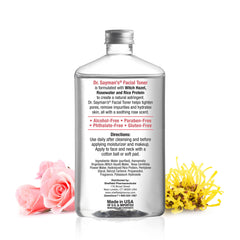Sayman Salve toner bottle pour emphasizing alcohol-free refreshment.