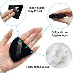Scartink triangle powder puff pointed corners reach tight areas for precise application.