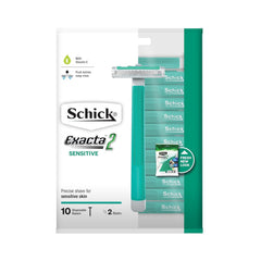 Schick Exacta2 blades closeup emphasizing twin blades for a close shave