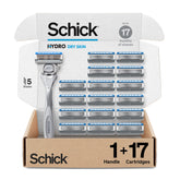 Schick Hydro Dry Skin Razor handle provides comfortable grip for precise shaving.