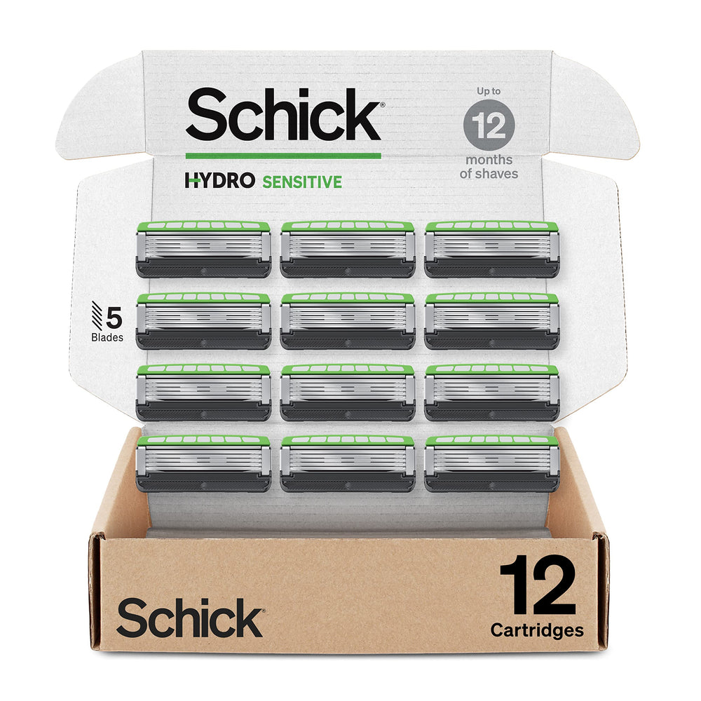 Schick Hydro Sensitive refills pack shot for easy, smooth shaving with sensitive skin