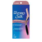 Schick Hydro Silk dermaplaning wand with metal handle close-up for precise, controlled exfoliation.