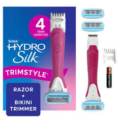 Schick Hydro Silk TrimStyle handle shows waterproof design for confident shower use