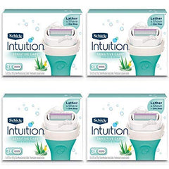 Schick Intuition moisturizing razor refills with aloe—close-up of soothing hydration for shaving.