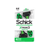 Schick Xtreme3 sensitive-face-razor close-up showing Aloe comfort for smoother shave.
