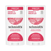 Schmidt's Coconut Kaolin 2pk aluminum-free deodorant for all-day odor control.