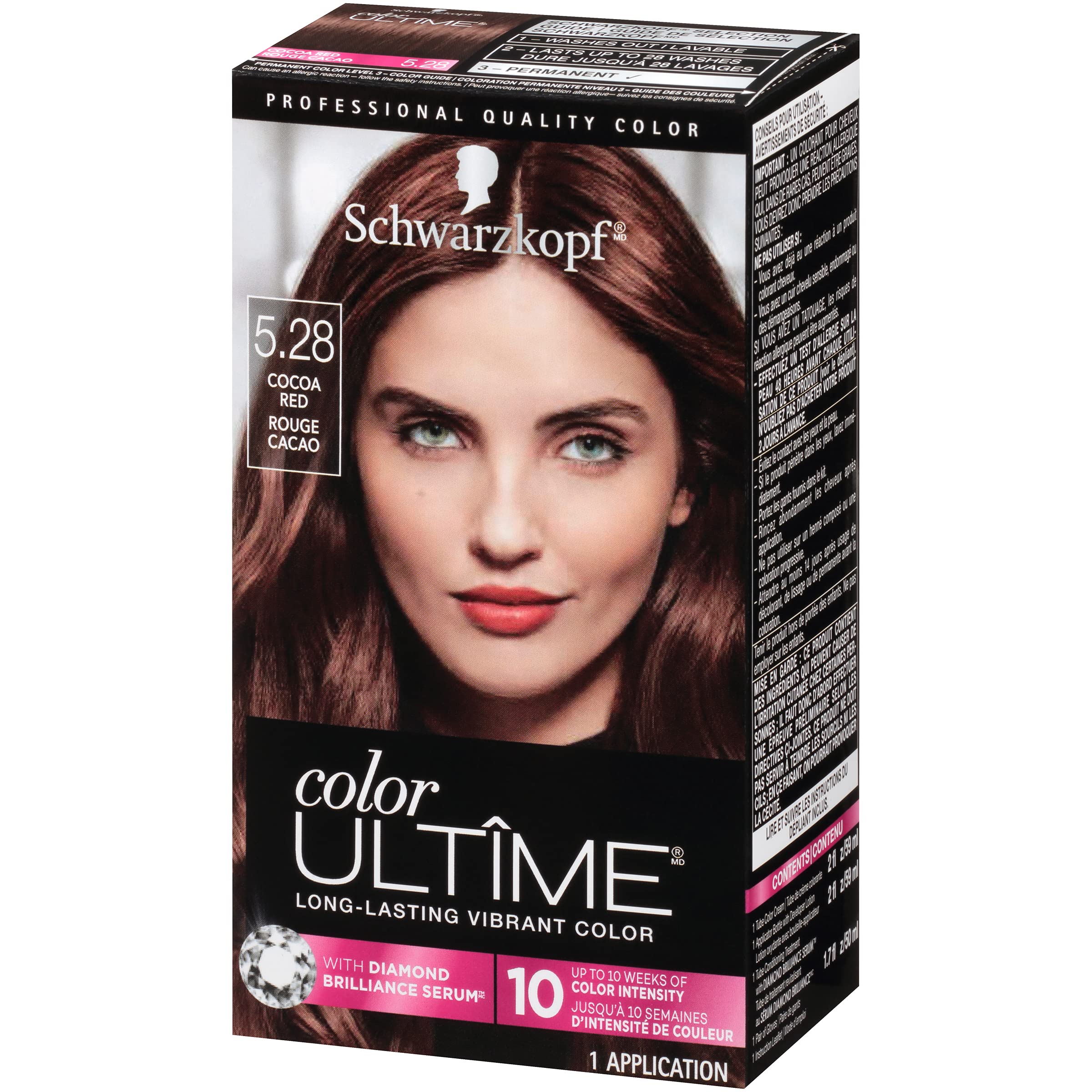 Schwarzkopf Color Ultime Cocoa Red color-cream tube delivers intense color.