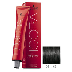 Schwarzkopf Igora Royal 3-0 Dark Brown packaging for reliable, salon-grade gray coverage.