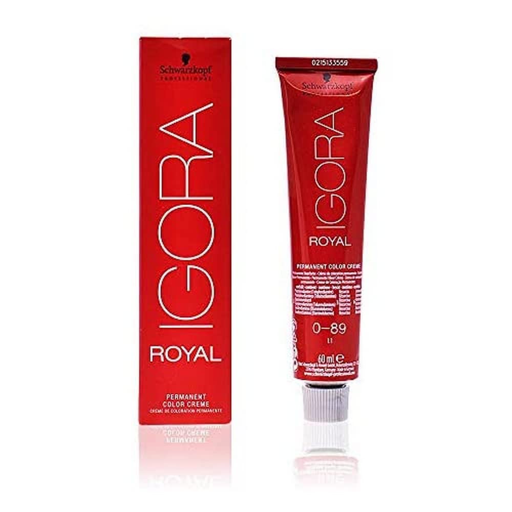 Schwarzkopf Igora Royal permanent color tube close-up showing rich shade potential and long-lasting results.