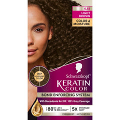 Schwarzkopf Keratin Color 6.83 light brown tube delivers vibrant, even color.