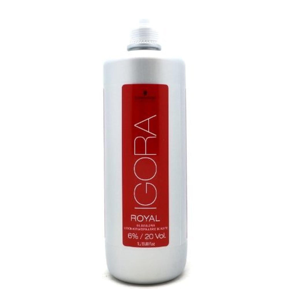 Schwarzkopf Professional Igora Royal Developer bottle close-up for consistent color lift.