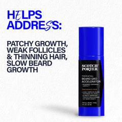 Scotch Porter capixyl caffeine rosemary ingredients graphic emphasizing density and health