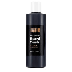 Scotch Porter Moisturizing Beard Wash bottle emphasizes gentle cleanse for beards.