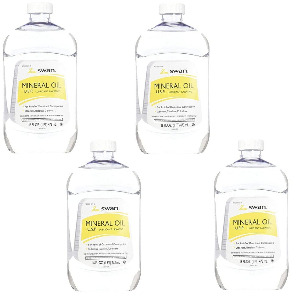 Scrubbles Swan Mineral Oil 16 oz bottle with 4-pack for wood conditioning and maintenance.