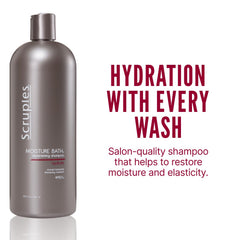 Scruples Moisture Bath Shampoo apply palm action shows creamy lather for elastic hair