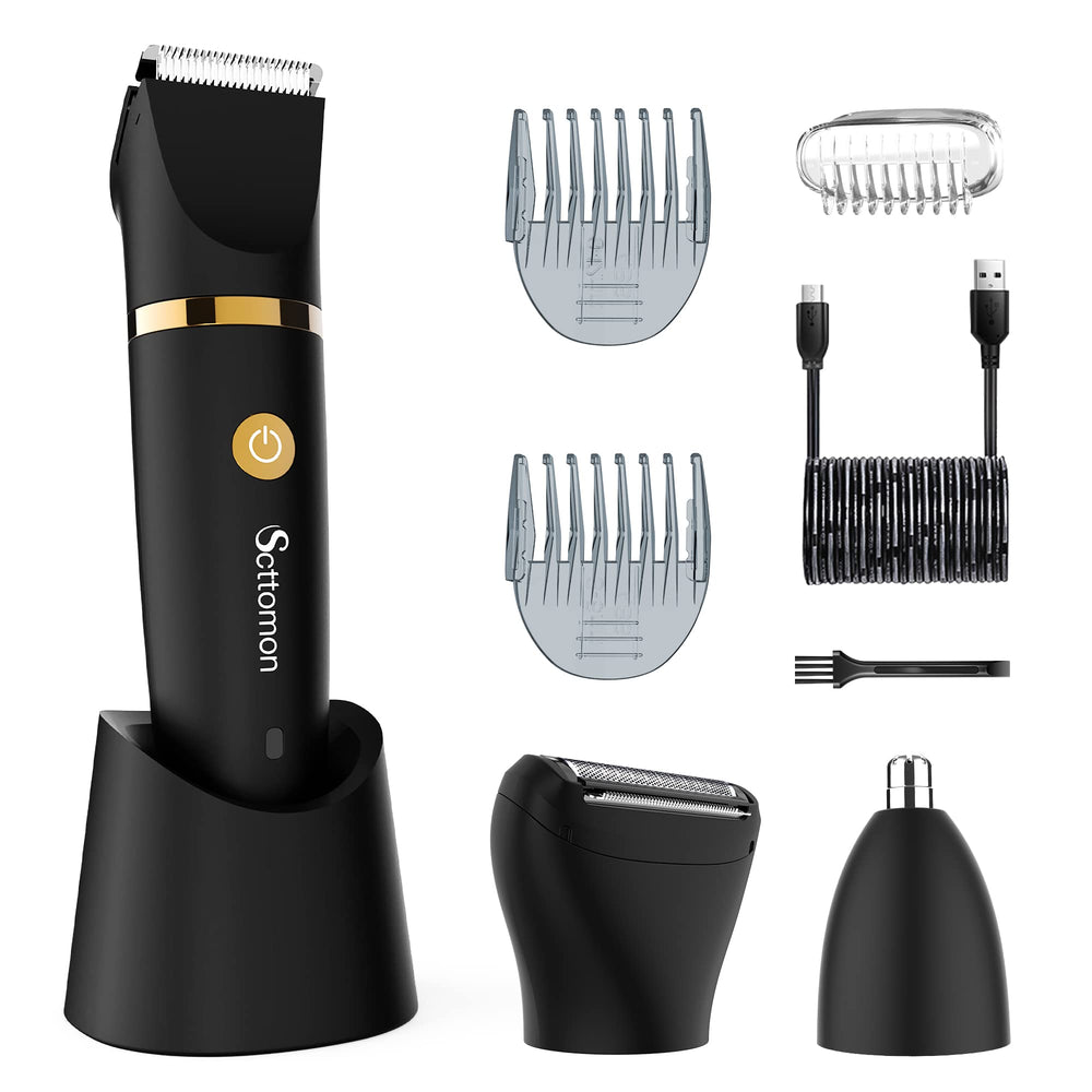 Scttomon electric groin groomer 3in1 design closeup highlights versatile below-the-waist trimming.