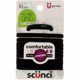 Scunci all day hold no-slip elastic hair band in black for secure ponytails