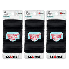 Scunci Effortless Beauty elastics close-up showing metal-free design for gentle hold