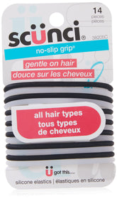 Scunci Evolution No-Slip Grip hair ties in black secure daily ponytails.