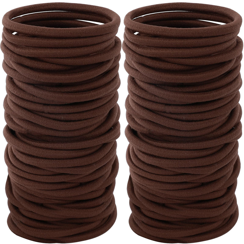 Sderoq hair bands pack 100pcs brown 4mm, durable everyday ponytail holders.