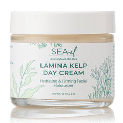 Sea-El Lamina Day Cream jar closeup demonstrates creamy texture for daily hydration.