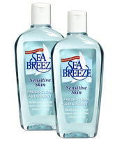 Seabreeze Fresh-Clean Astringent bottle demonstrates a refreshing cleanse for sensitive skin.