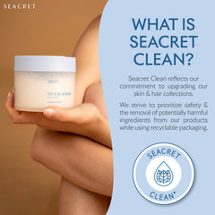 SEACRET Minerals Body Scrub Dead Sea minerals particles illustrate mineral-rich formula for nourished skin.
