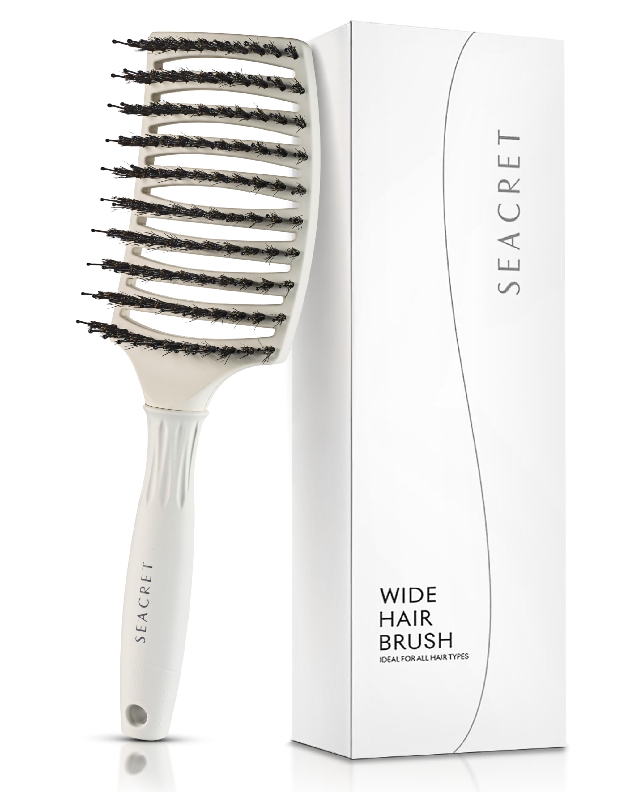SEACRET Minerals Pro Styling Hair Brush front view shows ergonomic design for easy detangling.