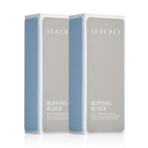SEACRET Minerals Professional Nail Buffing Block front view with triple-sided buffers for salon shine