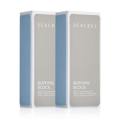 SEACRET Minerals Professional Nail Buffing Block front view with triple-sided buffers for salon shine