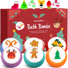 seasonbliss christmas bath bombs set with hidden toys for kids' excitement