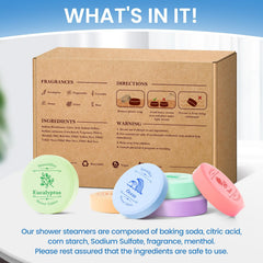 SeasonBliss Eucalyptus shower steamer provides a fresh, energizing scent for mornings.