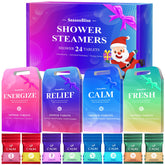 SeasonBliss shower steamers 24-pack wrap showcases travel-friendly freshness and on-the-go convenience.