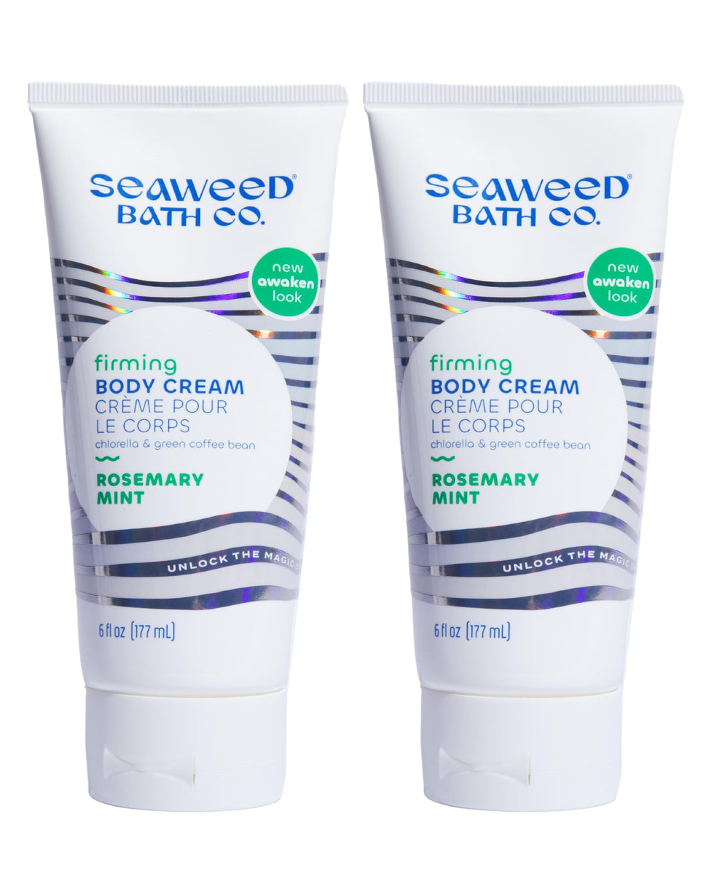 Seaweed Bath Co. firming body cream Rosemary Mint packshot highlights packaging and ocean-inspired hydration
